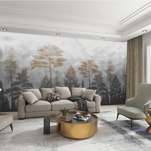 Miniatura 2 de Árboles, papel tapiz de dormitorio, plantas del bosque, murales de fondo para sala de estar (despegar y pegar inmediatamente) - 58 x 80 pulgadas