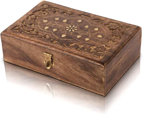 Gran idea de regalo de cumpleaños, caja de joyería decorativa hecha a mano de madera con cerradura y llave, organizador de joyas, caja de recuerdo,