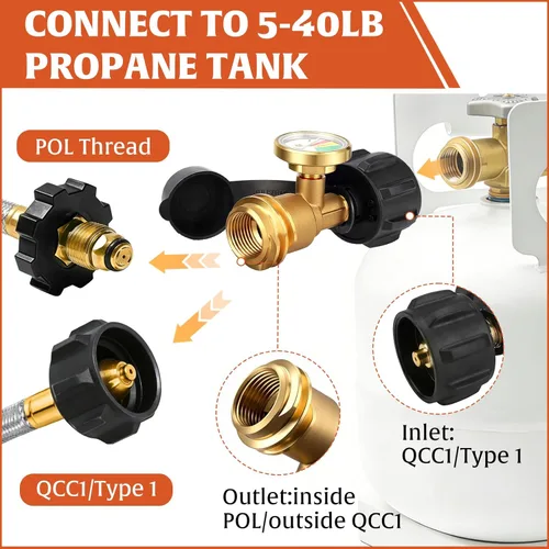 Miniatura 3 de AWEASROY Indicador de nivel de tanque de propano a prueba de fugas para tanques de propano de 5 a 40 libras, indicador de nivel de tanques