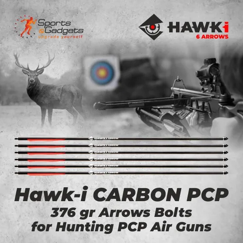 Miniatura 6 de Hawk-i Flecha de carbono PCP 13.26 oz flechas pernos para caza PCP armas de aire o ballestas 6 Flechas