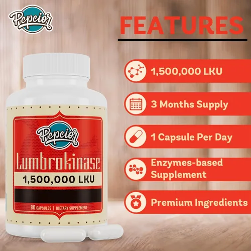 Miniatura 7 de Lumbroquinasa 200mg (actividad máxima 1,500,000 LKU) - Suplemento de enzimas lumbroquinasa, más eficaz que la nattoquinasa - 90 cápsulas (2 botellas)