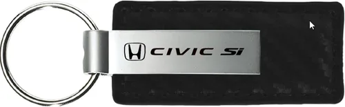 Au-TOMOTIVE GOLD Llavero de cuero de fibra de carbono para Honda Civic SI