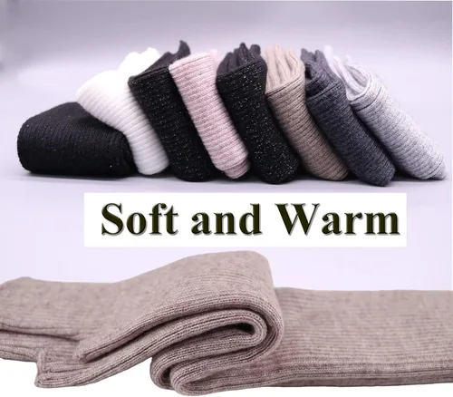 Miniatura 5 de Facecozy Calentadores de brazos para mujer, mezcla de lana de cachemira, guantes largos sin dedos para mujer, guantes para clima frío con agujero