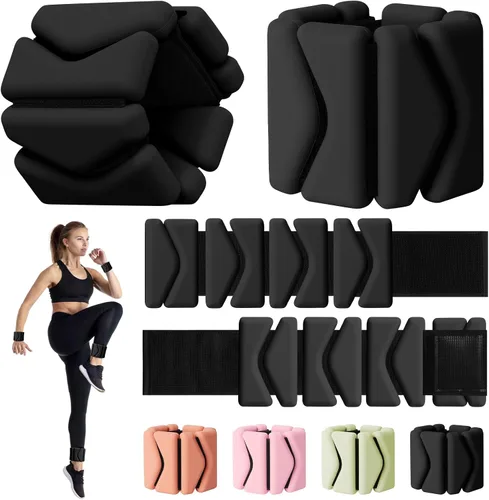 Pesas de muñeca, pesas de muñeca y tobillo para mujer, brazaletes de silicona ajustables de 2 libras (1 libra cada uno), se adapta a yoga, pilates,