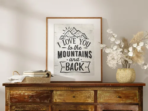 Miniatura 4 de Impresión artística con texto en inglés "I Love You To The Mountains And Back", sin marco, 8 x 10 pulgadas, decoración de pared inspiradora