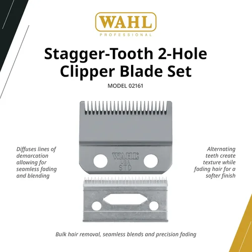 Miniatura 2 de Wahl Professional 2161 hoja cortadora con 2 agujeros con dientes escalonados, para el gancho mágico inalámbrico de la serie de 5 estrellas. Incluye