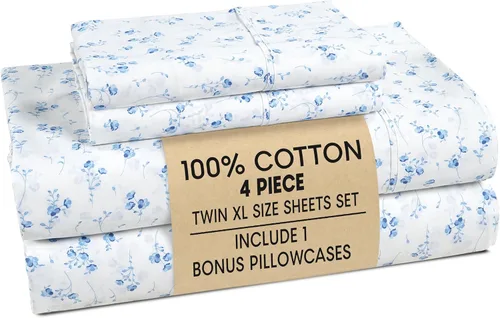 Miniatura 35 de Casa Platino Sábanas de cama individual XL, sábanas de 100 % algodón con 2 fundas de almohada, tejido percal crujiente y sensación acogedora, verde