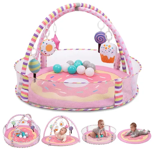 Alfombra de juego 4 en 1 para bebés y gimnasio de juegos para bebés, tapete de actividades para bebés, tapete de actividades para bebés y niños