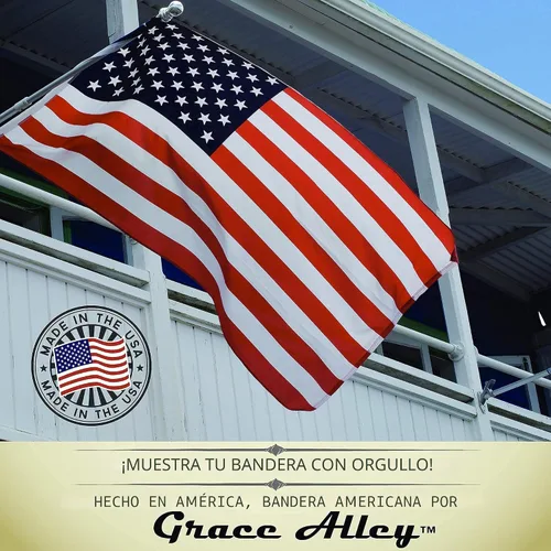 Miniatura 5 de Bandera americana: 100 % fabricada en EE. UU. Certificada por Grace Alley. Bandera de 3 x 5 pies de los Estados Unidos, de larga duración