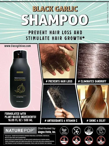 Miniatura 8 de Champú para la caída del cabello con ajo negro - Previene la caída del cabello, estimula el crecimiento, sin sulfato sin parabenos, champú Ajo Negro