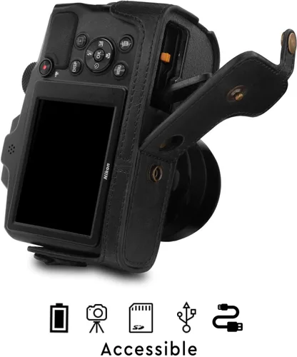 Miniatura 4 de MegaGear Funda de cuero para cámara puede usarse con Nikon Coolpix B600