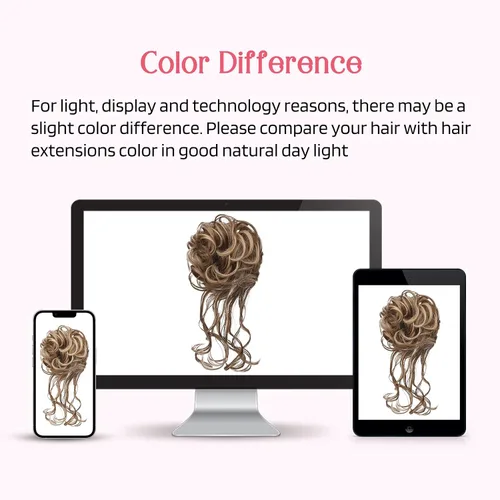 Miniatura 6 de HOOJIH 2 Pack Extensiones de Cabello con Rodete Desordenado, Extensiones de Cabello Ondulado y Rizado, Castaño Claro y Rubio Mezclado Mezcla