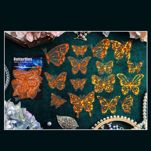 Miniatura 10 de Calcomanías de bronceado PET para álbum de recortes, kit de álbumes de recortes, mariposa brillante, papel estético, planificador de diario