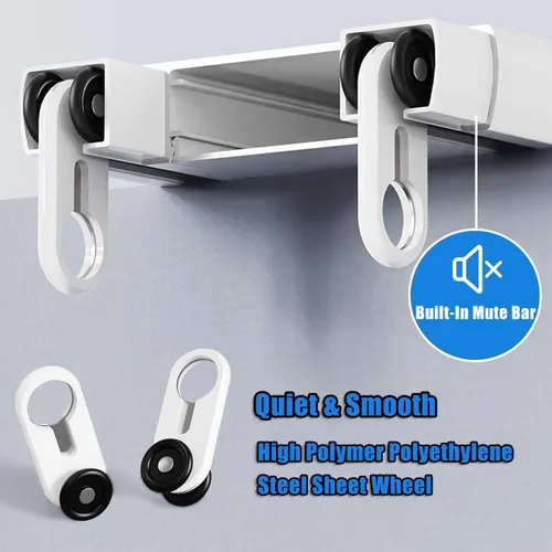 Miniatura 4 de Silent Heavy Duty Curtain Track System - 15.4FT Ceiling Mounted Double Rail for Home, Office, Hotel, RV, School & Garage - White, Smooth Gliding