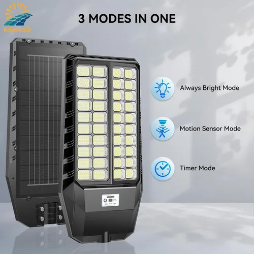 Miniatura 4 de Farolas solares profesionales grandes de 10000 W para exteriores con carcasa gruesa, luz de calle de grado comercial, del atardecer al amanecer
