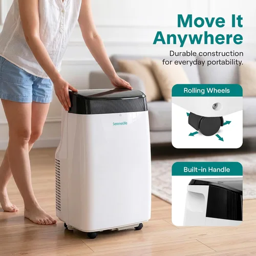 Miniatura 5 de SereneLife - Pequeño aire acondicionado portátil de 10,000 BTU con deshumidificador incorporado - Unidad de aire acondicionado portátil