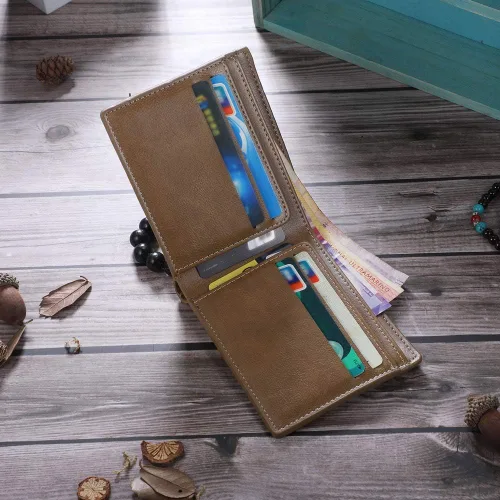 Miniatura 5 de SimpleQ Billetera personalizada con nombres grabados para hombres, billetera con fotos personalizada, billetera plegable casual, regalos para papá