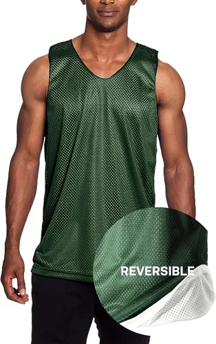 Miniatura 3 de Camiseta de baloncesto reversible para hombre de alta calidad que absorbe la humedad, Blanco