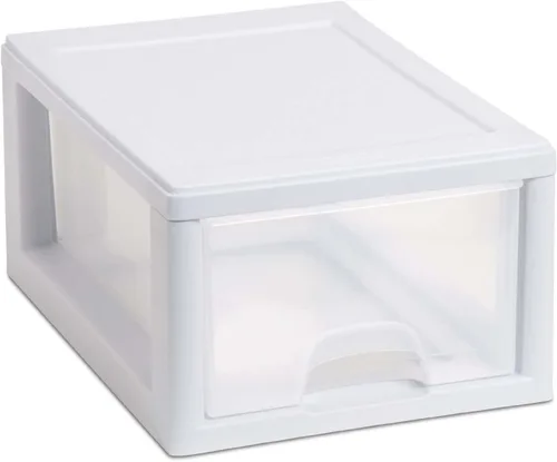 Miniatura 4 de Sterilite 20518006 - Cajón apilable de 6 cuartos de galón/5.7 litros, marco blanco con cajón transparente, (paquete de 6)