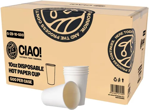 Miniatura 21 de CIAO! Vaso caliente de papel blanco de 20 onzas, desechable, 3.543 in de diámetro, 600