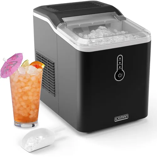 Iceman by Chefman Nugget Ice Maker - Máquina para hacer hielo de guijarros, 26 libras en 24 horas, lista en 6 minutos, cesta de hielo extraíble,