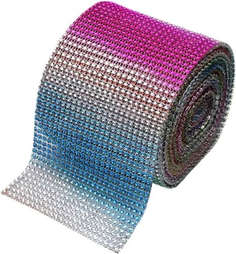 Miniatura 9 de Cinta de malla de diamantes de imitación de calidad suprema, rollo brillante a granel para manualidades, decoración de fiestas, 24 filas, 1 rollo