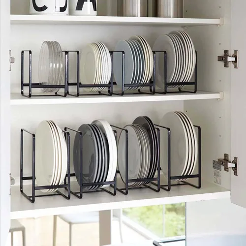 Miniatura 3 de 2PCS Organizador de Soportes para Platos, Estante de Exhibición y Almacenamiento de Platos de Metal para Secado para Gabinete, Mostrador y Armario