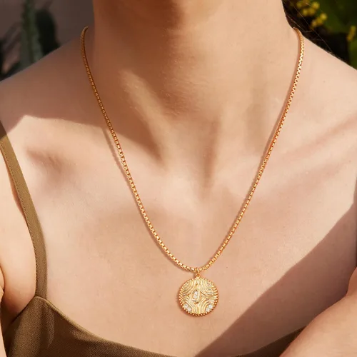 Miniatura 3 de Valloey Rover Collar con dije de lunares pequeños, delicado collar de plata de ley chapada en oro de 14 quilates, collar de gargantilla de círculo