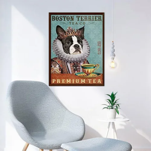 Miniatura 3 de UPABLUNSO Regalo de Navidad Boston Terrier Dog Tea Diamond Kits de pintura de diamantes para adultos, pintura artística de diamantes con diamantes