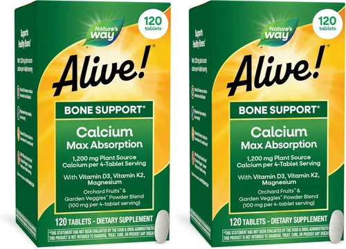 Miniatura 10 de Nature's Way ¡Alive! Tabletas de apoyo óseo de calcio*, suplemento de calcio de máxima absorción con vitaminas D3, K2 y magnesio, promueve la salud
