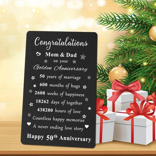 Miniatura 5 de ENGZHI Tarjeta de regalo del 50 aniversario para padres – Felicitaciones mamá y papá por tu aniversario de oro – Feliz quincuagésimo aniversario