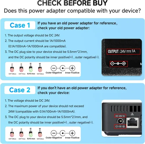 Miniatura 8 de Adaptador de fuente de alimentación de 24 V 1 A, 24 V, 1000 mA, 500 mA, adaptador de fuente de alimentación de conmutación de CA/CC para tira LED