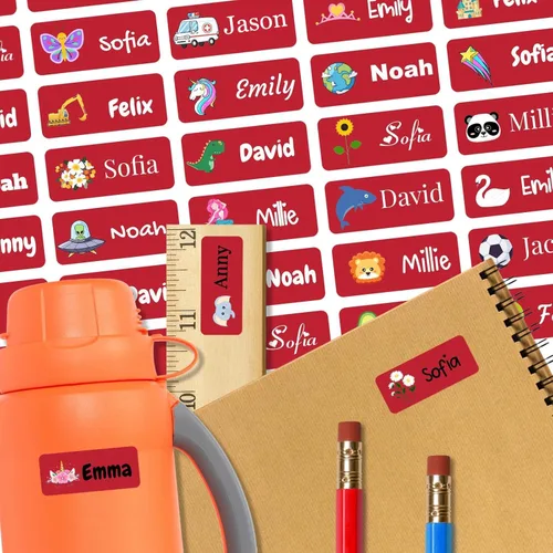 Miniatura 31 de 128 etiquetas adhesivas de nombre personalizadas para guardería, etiquetas de nombre impermeables personalizadas para niños, suministros escolares