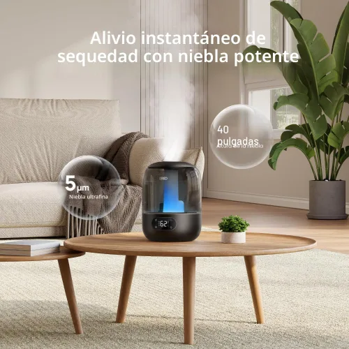 Miniatura 5 de DREO Humidificadores para dormitorio, 3L de llenado superior 30H y 26dB Tiempo de funcionamiento silencioso para habitaciones grandes, humidificador