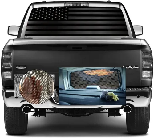 Miniatura 9 de Calcomanías para ventana trasera de camiones, calcomanía de bandera estadounidense para camioneta, calcomanía de vinilo perforado con diseño