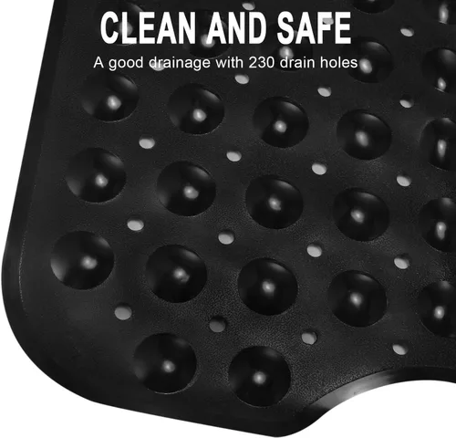 Miniatura 3 de YINENN Tapete de ducha para bañera de 40 x 16 pulgadas, antideslizante y extragrande, tapete para bañera con ventosas, lavable a máquina, con Negro