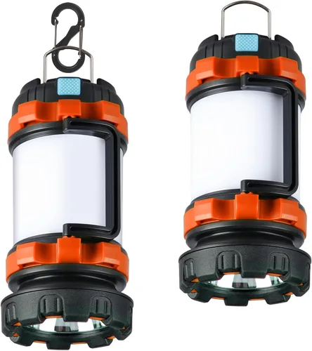 Miniatura 10 de Paquete de 2 linternas de campamento, luz LED para acampar al aire libre, linternas recargables con 1000 lm, 6 modos, banco de energía de 4000 mAh