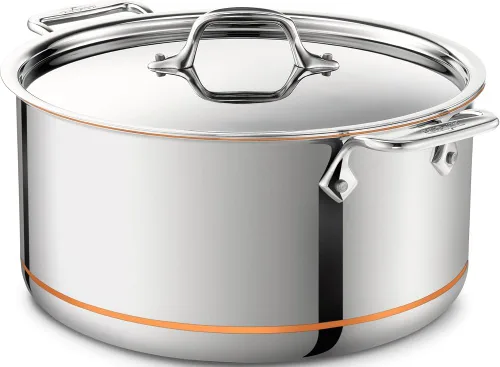 All-Clad Copper Core - Olla de acero inoxidable de 5 capas de 8 cuartos de galón, apta para horno de inducción, 600F, ollas y sartenes, utensilios