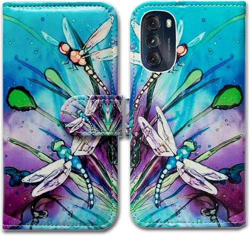 Miniatura 9 de Bcov Funda para Moto G 5G 2022, funda de cuero verde pájaro negro con tapa para teléfono con ranura para tarjeta y soporte para Motorola Moto G 5G