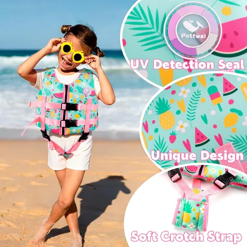Miniatura 4 de Pottwal Chaleco de natación para niños - Chaqueta de natación - Hecho de neopreno y EPE - con correa ajustable en la entrepierna Frutas verdes