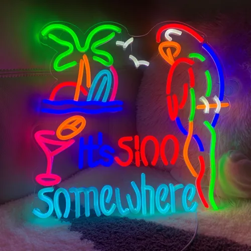 Miniatura 12 de Rompecabezas de 40 piezas de letrero de luz de neón Happy Hour, luz LED para cueva de hombres, letreros de pared para el hogar, regalos