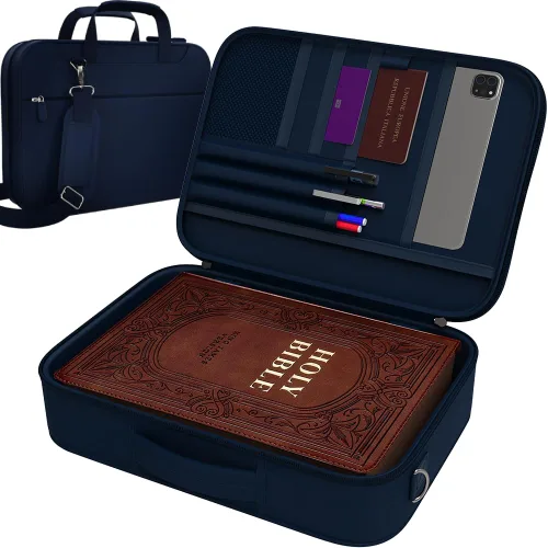 DEHITE Funda para la Biblia para hombres Funda azul para la Biblia para hombres y mujeres tamaño extra grande Bolsa de mano Fit Book 11.2 x 8.4 x