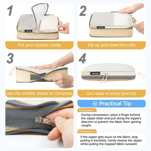 Miniatura 9 de BAGAIL 4 Set/6 Set Ultraligero Compresión Embalaje Cubos Organizador de Embalaje para Accesorios de Viaje Equipaje Maleta Mochila