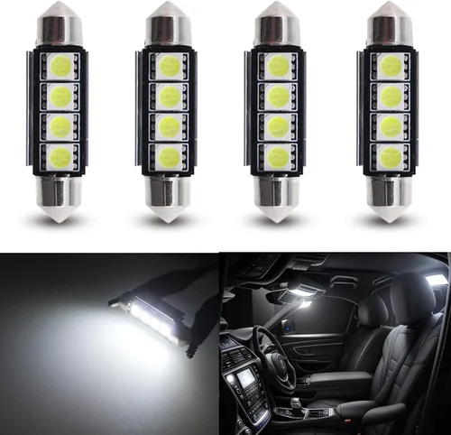 Miniatura 12 de Bombillas LED Festoon 6411 6418 C5W de 9 a 30 V extremadamente brillantes, sin errores, 1.5 pulgadas, 1.417 in para luces de cúpula de mapa