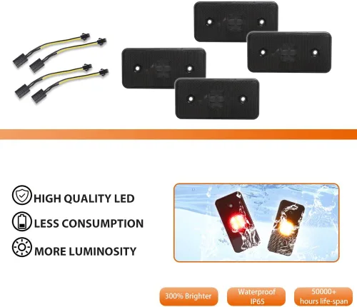 Miniatura 2 de ADIIL Juego de 4 luces de marcador laterales LED ámbar y rojo con lente ahumada, compatible con Benz W463 Clase G G500 G550 G55 AMG 02-14 Luces