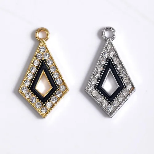 Miniatura 5 de stino 40 Piezas de Encantos de Diamantino, Suministros para Hacer Joyería de Corazón de Tortuga y Rombo, Colgantes de Cristal Chapados en Plata y Oro