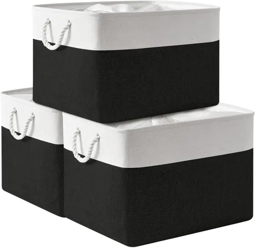 Miniatura 101 de TheWarmHome Contenedores de almacenamiento para estantes, tamaño mediano, 3 unidades, 13.8 pulgadas de largo x 9.8 pulgadas de ancho x 6.7 pulgadas