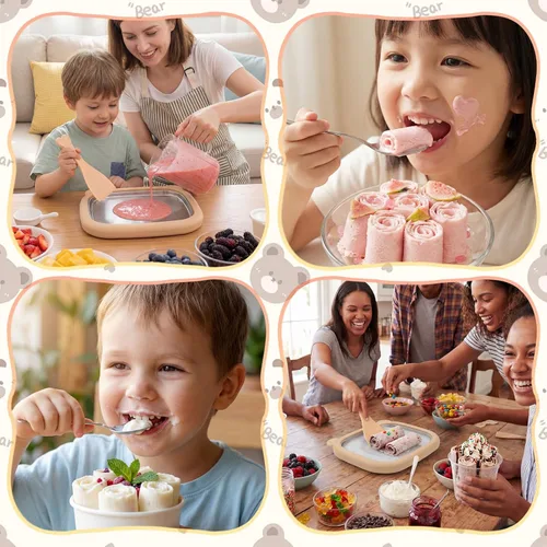 Miniatura 4 de Lewtemi Kit para hacer helado enrollado, bandeja de helado instantánea con 2 raspadores, no requiere electricidad, placa fría de acero inoxidable