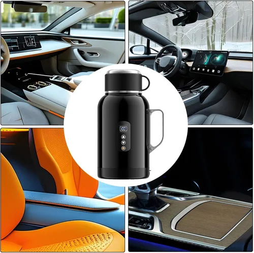 Miniatura 5 de Hervidor eléctrico para automóvil, olla de calefacción portátil para té, café y agua caliente, ideal para viajes por carretera, camping, viajes