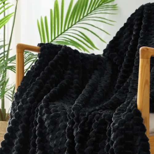 Miniatura 4 de Exclusivo Mezcla - Manta de vellón extragrande, 50 x 70 pulgadas, elegante, tela jacquard suave, mullida, acogedora y ligera, para invierno